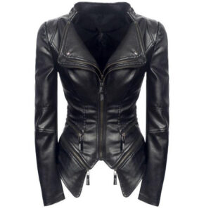 Slim locomotive trend leather jacket